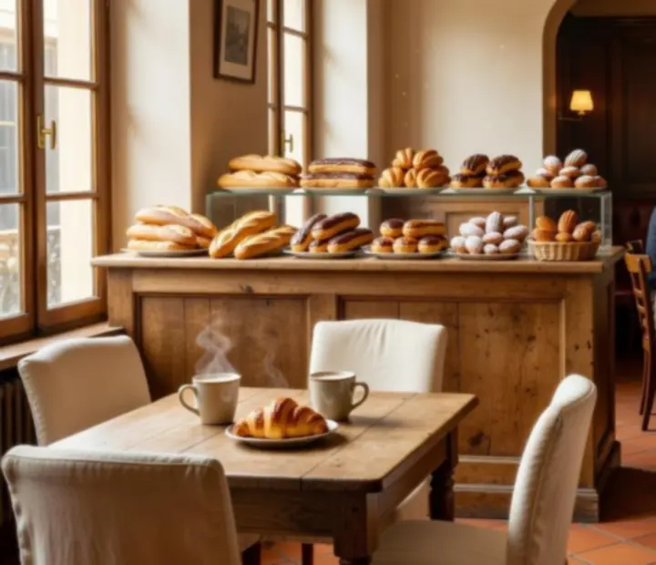 Warm bistro counter opening into a cozy poker lounge with guests playing at felted tables.